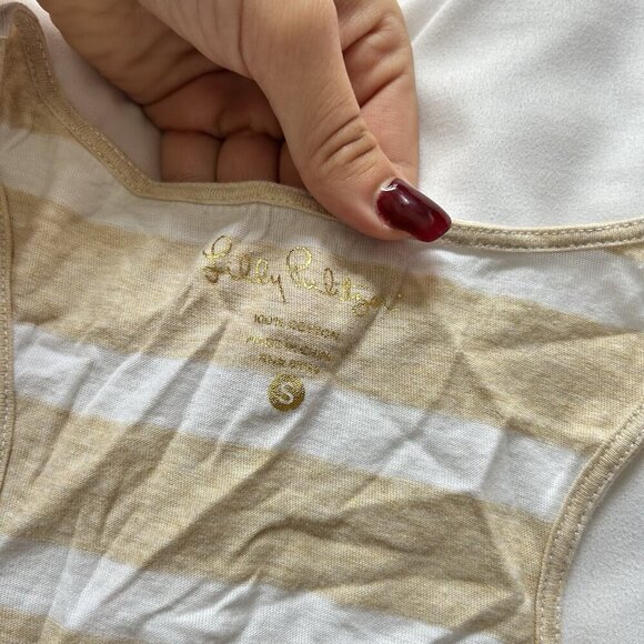 Lilly Pulitzer Dress Womens Small Beige White Sleeveless Racerback Tank Tunic - Picture 3 of 7